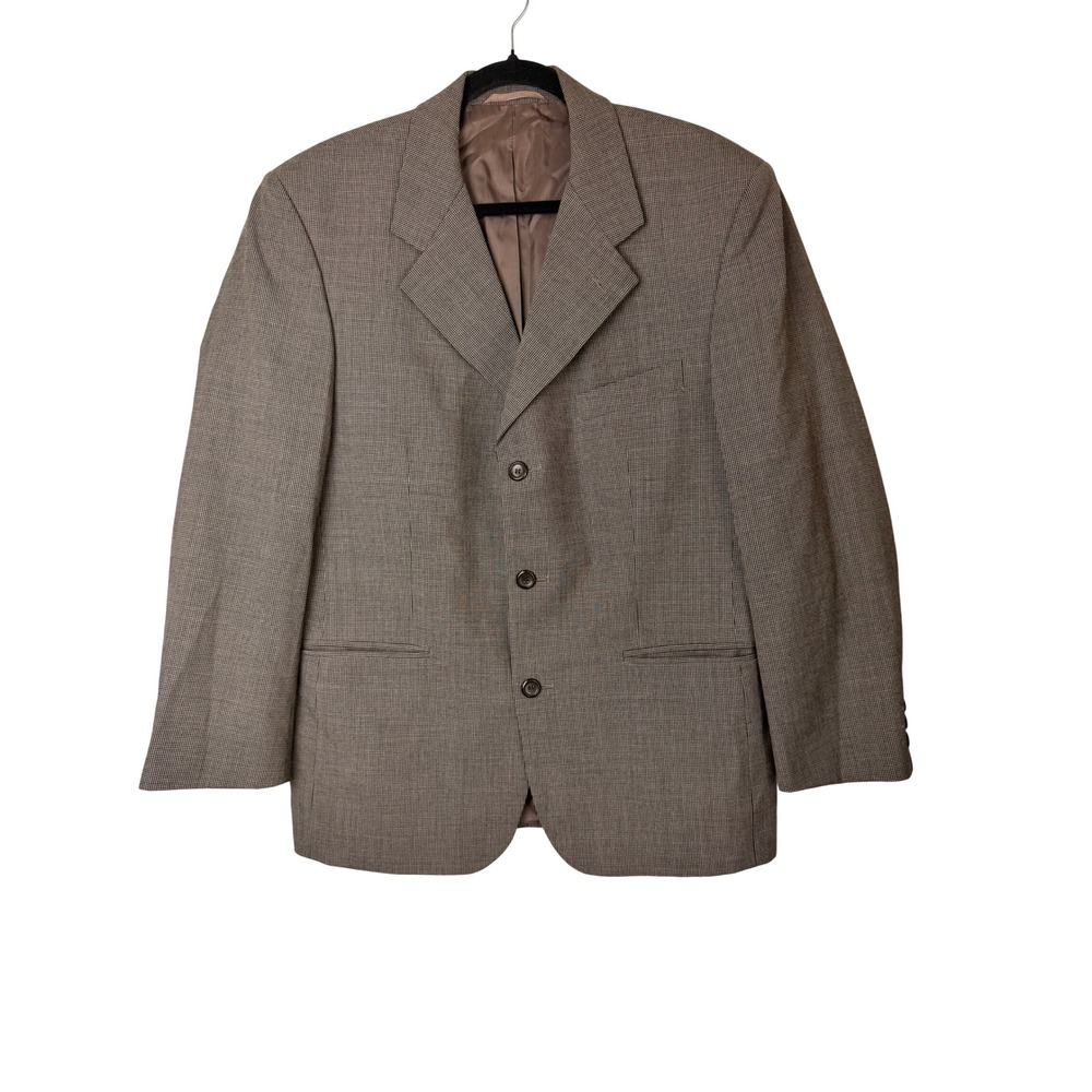 Burton Menswear Wool Blend Houndstooth Blazer Brown Tan 40S 3-Button Sport Coat